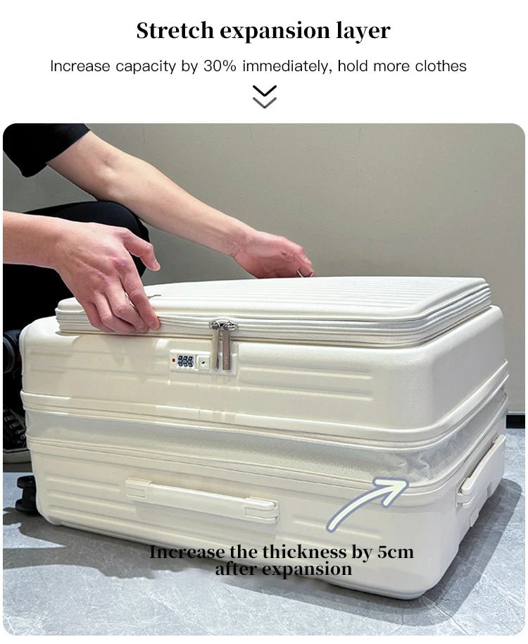 Expandable Hard - Side Trolley Luggage Set with Side Opening - Carry - On & Checked Suitcases, Anti - Shock & Password Lock - RELUX.STOREExpandable Hard - Side Trolley Luggage Set with Side Opening - Carry - On & Checked Suitcases, Anti - Shock & Password Lock