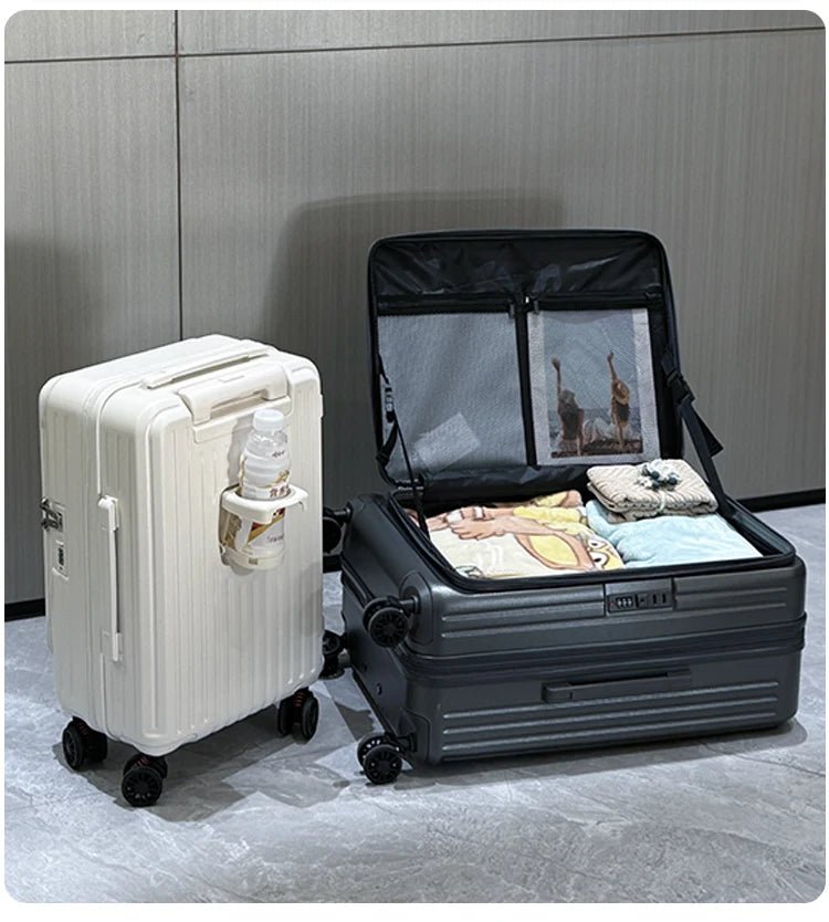 Expandable Hard - Side Trolley Luggage Set with Side Opening - Carry - On & Checked Suitcases, Anti - Shock & Password Lock - RELUX.STOREExpandable Hard - Side Trolley Luggage Set with Side Opening - Carry - On & Checked Suitcases, Anti - Shock & Password Lock