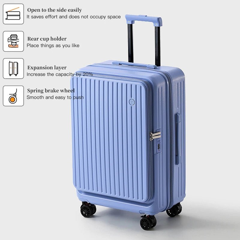 Expandable Hard - Side Trolley Luggage Set with Side Opening - Carry - On & Checked Suitcases, Anti - Shock & Password Lock - RELUX.STOREExpandable Hard - Side Trolley Luggage Set with Side Opening - Carry - On & Checked Suitcases, Anti - Shock & Password Lock