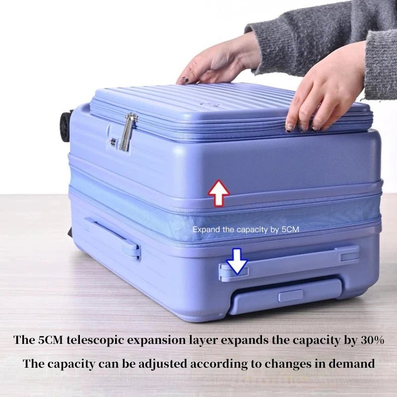 Expandable Hard - Side Trolley Luggage Set with Side Opening - Carry - On & Checked Suitcases, Anti - Shock & Password Lock - RELUX.STOREExpandable Hard - Side Trolley Luggage Set with Side Opening - Carry - On & Checked Suitcases, Anti - Shock & Password Lock