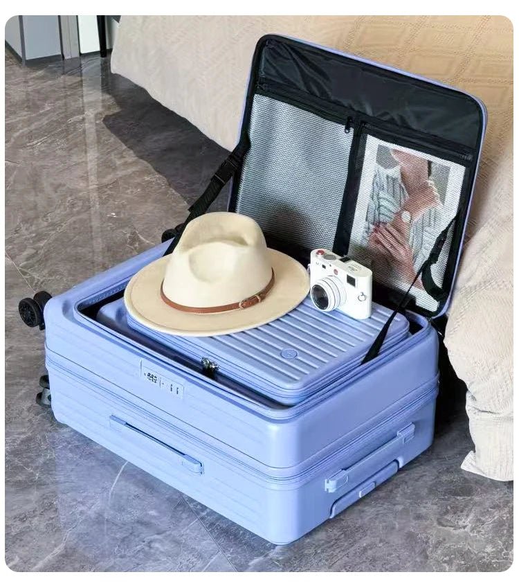Expandable Hard - Side Trolley Luggage Set with Side Opening - Carry - On & Checked Suitcases, Anti - Shock & Password Lock - RELUX.STOREExpandable Hard - Side Trolley Luggage Set with Side Opening - Carry - On & Checked Suitcases, Anti - Shock & Password Lock