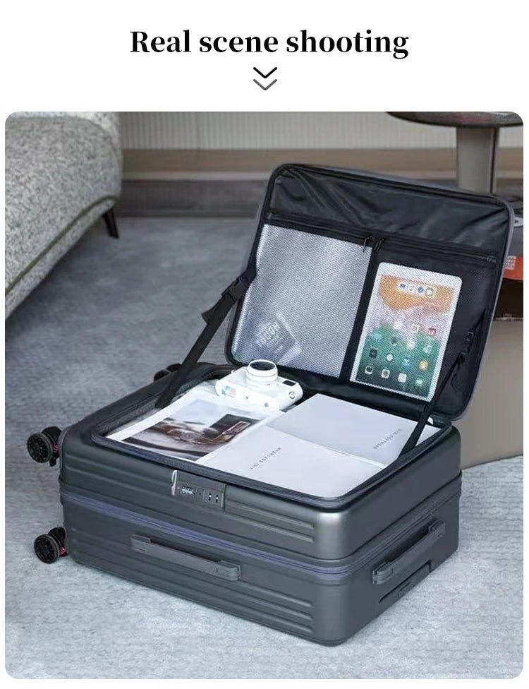 Expandable Hard - Side Trolley Luggage Set with Side Opening - Carry - On & Checked Suitcases, Anti - Shock & Password Lock - RELUX.STOREExpandable Hard - Side Trolley Luggage Set with Side Opening - Carry - On & Checked Suitcases, Anti - Shock & Password Lock