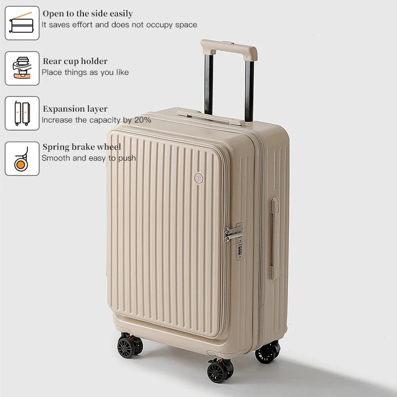 Expandable Hard - Side Trolley Luggage Set with Side Opening - Carry - On & Checked Suitcases, Anti - Shock & Password Lock - RELUX.STOREExpandable Hard - Side Trolley Luggage Set with Side Opening - Carry - On & Checked Suitcases, Anti - Shock & Password Lock