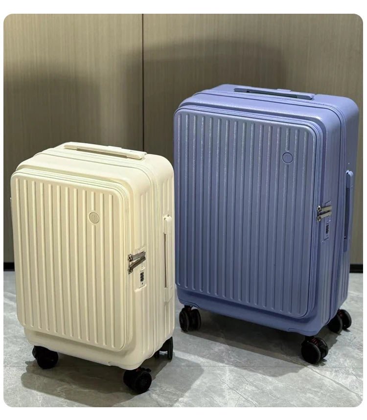 Expandable Hard - Side Trolley Luggage Set with Side Opening - Carry - On & Checked Suitcases, Anti - Shock & Password Lock - RELUX.STOREExpandable Hard - Side Trolley Luggage Set with Side Opening - Carry - On & Checked Suitcases, Anti - Shock & Password Lock