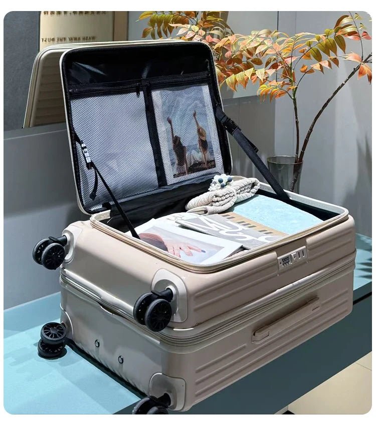 Expandable Hard - Side Trolley Luggage Set with Side Opening - Carry - On & Checked Suitcases, Anti - Shock & Password Lock - RELUX.STOREExpandable Hard - Side Trolley Luggage Set with Side Opening - Carry - On & Checked Suitcases, Anti - Shock & Password Lock
