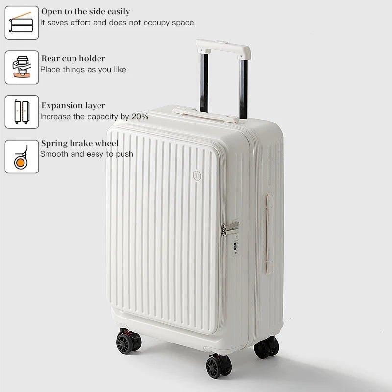 Expandable Hard - Side Trolley Luggage Set with Side Opening - Carry - On & Checked Suitcases, Anti - Shock & Password Lock - RELUX.STOREExpandable Hard - Side Trolley Luggage Set with Side Opening - Carry - On & Checked Suitcases, Anti - Shock & Password Lock