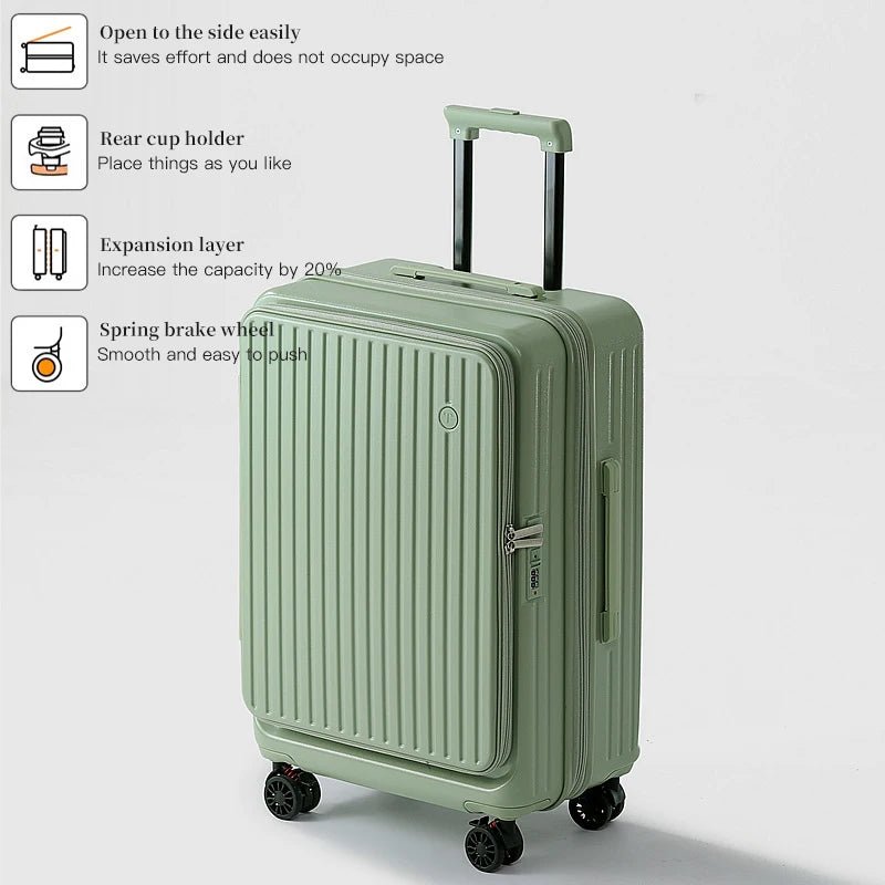 Expandable Hard - Side Trolley Luggage Set with Side Opening - Carry - On & Checked Suitcases, Anti - Shock & Password Lock - RELUX.STOREExpandable Hard - Side Trolley Luggage Set with Side Opening - Carry - On & Checked Suitcases, Anti - Shock & Password Lock