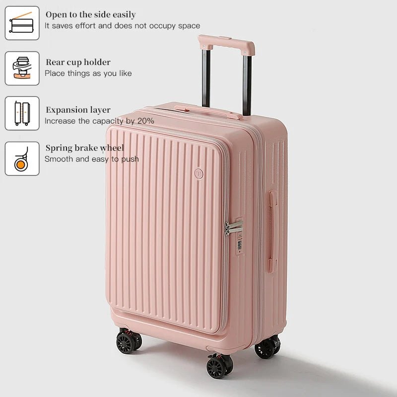 Expandable Hard - Side Trolley Luggage Set with Side Opening - Carry - On & Checked Suitcases, Anti - Shock & Password Lock - RELUX.STOREExpandable Hard - Side Trolley Luggage Set with Side Opening - Carry - On & Checked Suitcases, Anti - Shock & Password Lock