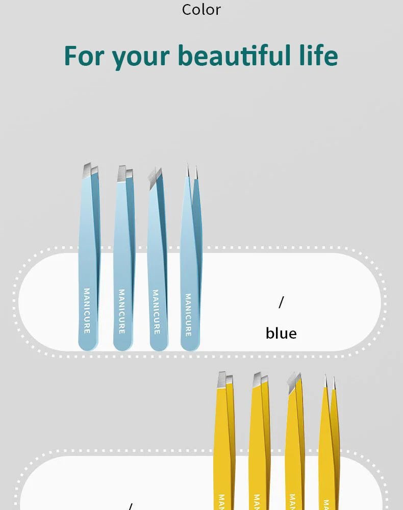 Eyebrow Tweezer Colorful Hair Beauty Fine Hairs Puller Stainless Steel Slanted Eye Brow Clips Removal Makeup Tools - RELUX.STORE