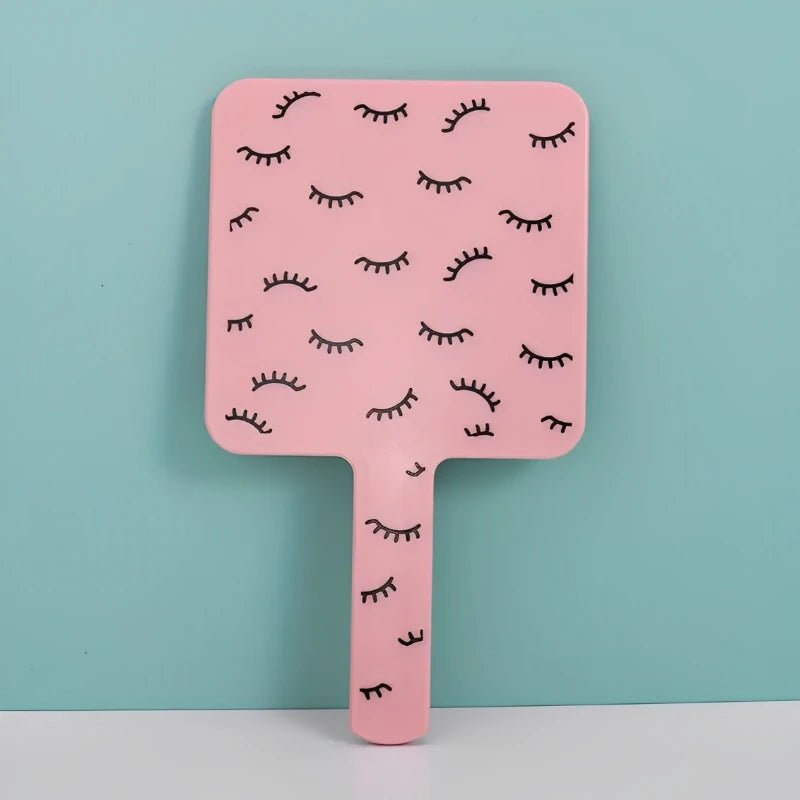 Eyelash Extension Handheld Makeup Mirror Square Vanity Mirror with Plastic Handle Hand High Definition Mirror Beauty Accessories - RELUX.STORE