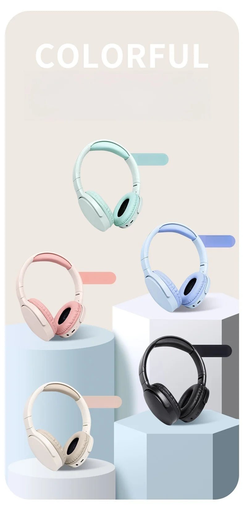 “Fashionable Bluetooth Wireless Over - Ear Headphones – Deep Bass, Hi - Fi Stereo, Long Battery Life, Sports & Universal Use” - RELUX.STORE