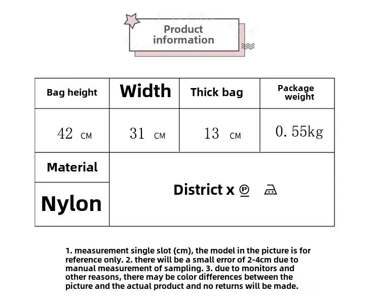 Five - Piece Set Large Capacity Fashionable Double Shoulder Backpack for Junior And High School Girls Primary School Students - RELUX.STORE
