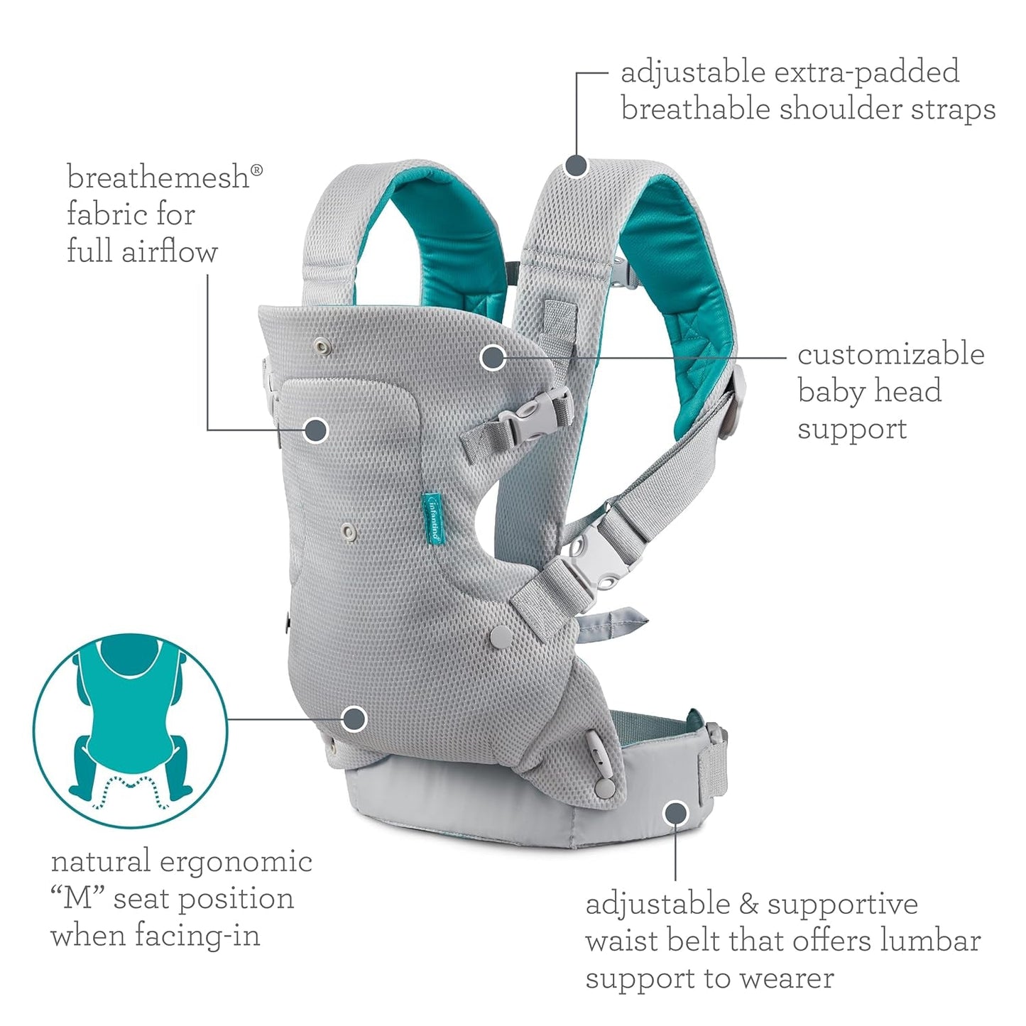 Flip 4 - In - 1 Light & Airy Convertible Baby Carrier, Adjustable, Ergonomic Babywearing, Registry Essential, Baby Carrier for Newborn to Toddler - RELUX.STORE