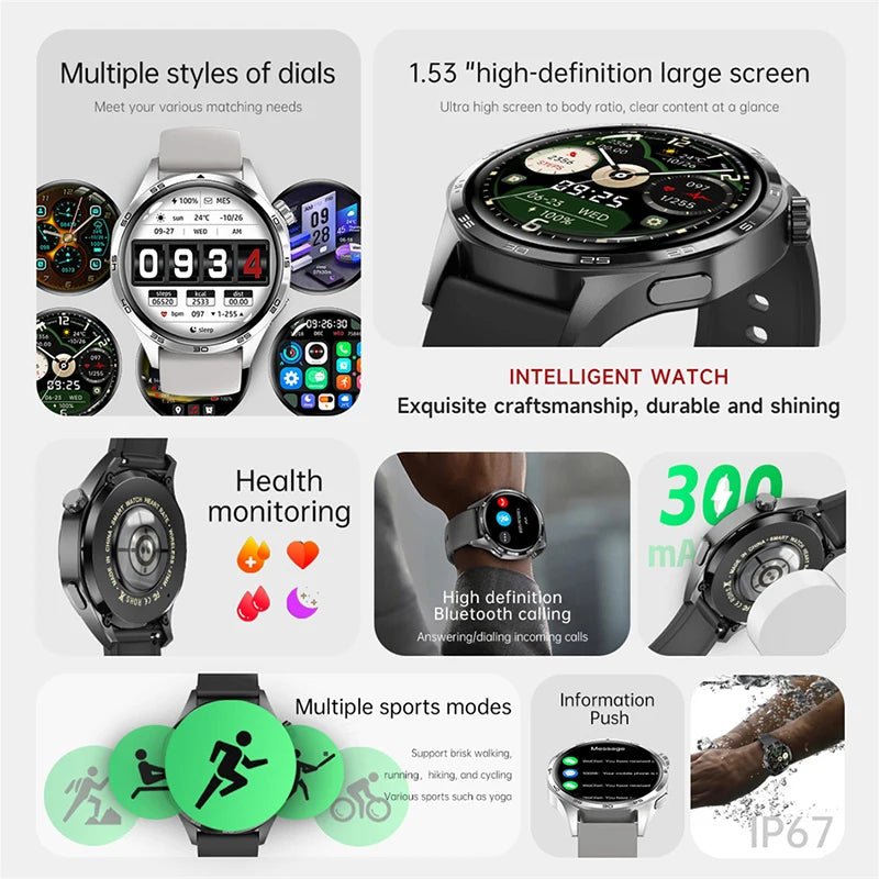 For HUAWEI GT5 Pro GPS NFC Smart Watch Men 360*360 AMOLED Screen Heart rate Bluetooth Call IP67 Waterproof Man Smartwatch 2024 - RELUX.STORE