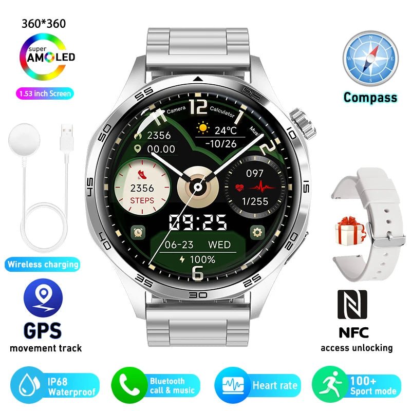 For HUAWEI GT5 Pro GPS NFC Smart Watch Men 360*360 AMOLED Screen Heart rate Bluetooth Call IP67 Waterproof Man Smartwatch 2024 - RELUX.STORE