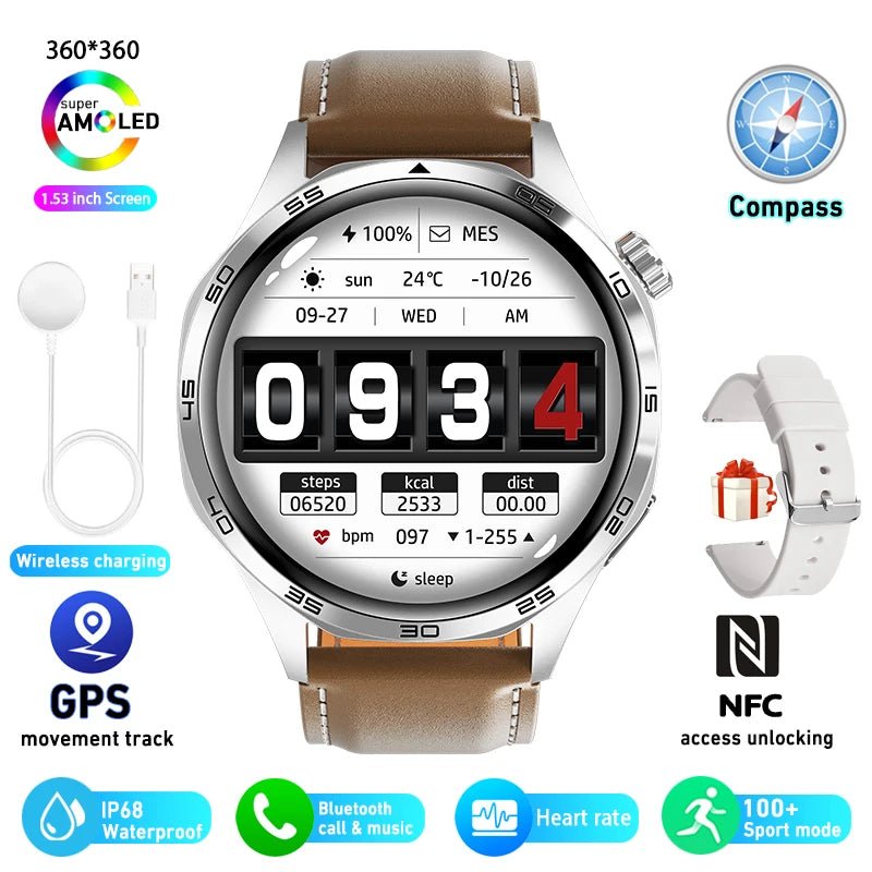 For HUAWEI GT5 Pro GPS NFC Smart Watch Men 360*360 AMOLED Screen Heart rate Bluetooth Call IP67 Waterproof Man Smartwatch 2024 - RELUX.STORE