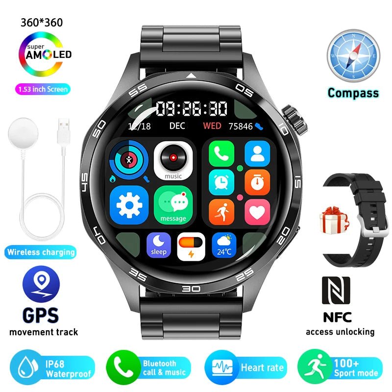For HUAWEI GT5 Pro GPS NFC Smart Watch Men 360*360 AMOLED Screen Heart rate Bluetooth Call IP67 Waterproof Man Smartwatch 2024 - RELUX.STORE