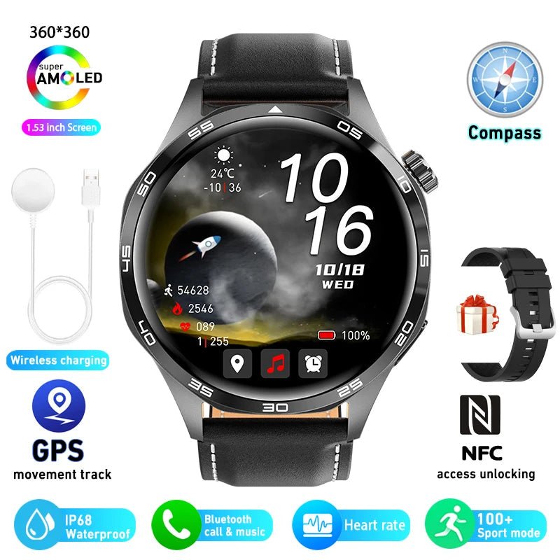 For HUAWEI GT5 Pro GPS NFC Smart Watch Men 360*360 AMOLED Screen Heart rate Bluetooth Call IP67 Waterproof Man Smartwatch 2024 - RELUX.STORE