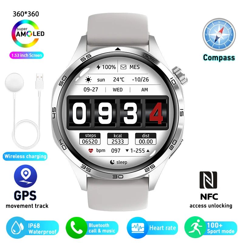 For HUAWEI GT5 Pro GPS NFC Smart Watch Men 360*360 AMOLED Screen Heart rate Bluetooth Call IP67 Waterproof Man Smartwatch 2024 - RELUX.STORE