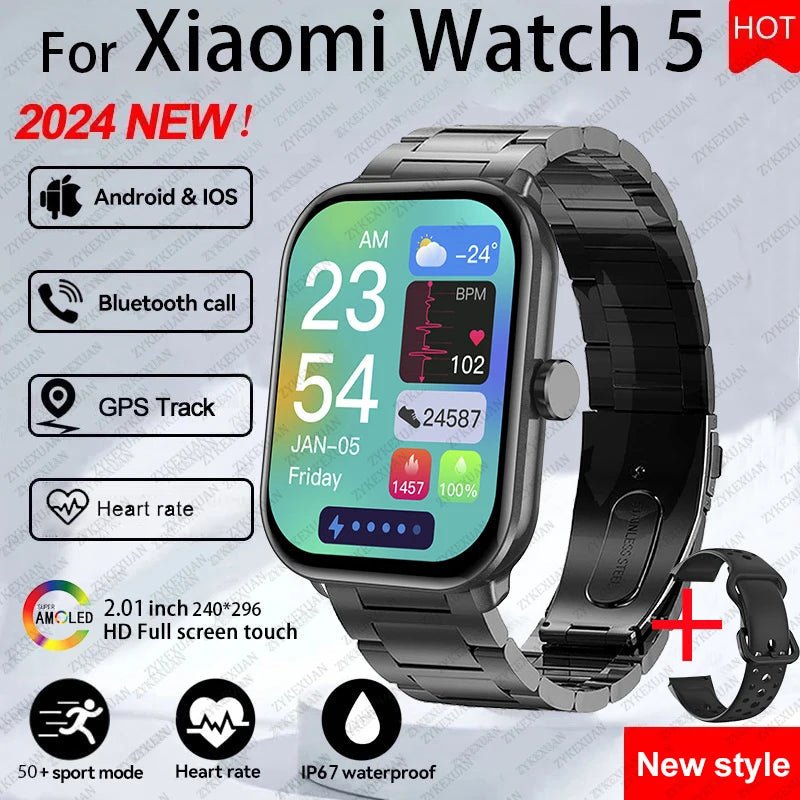For Xiaomi Watch 5 Global Version Men Women HD AMOLED Screen Heart Rate Bluetooth Call GPS Track Waterproof Sports Smart Watch - RELUX.STORE