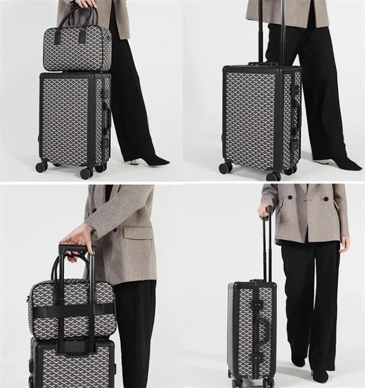 Formsia 20"24" Inch Women Spinner Retro Aluminum frame Trolley Bag Travel Suitcase Set Hand Luggage On Wheel - RELUX.STOREFormsia 20"24" Inch Women Spinner Retro Aluminum frame Trolley Bag Travel Suitcase Set Hand Luggage On Wheel