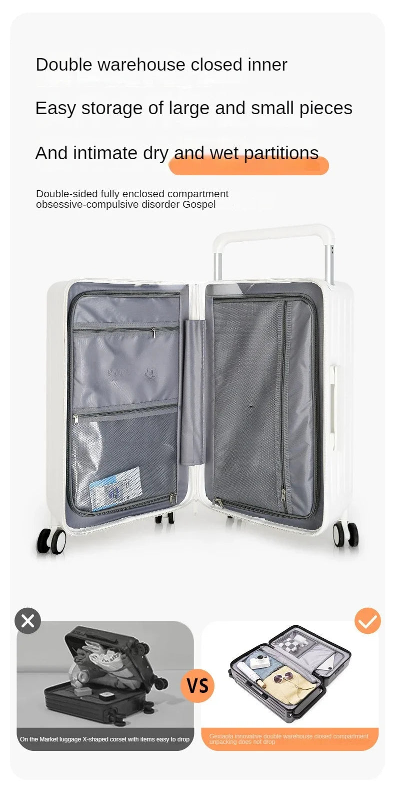 Front Opening Luggage with Laptop Storage Large Capacity Travel Trunk with Cup Holder&USB Charging Port&Wide Handle - RELUX.STOREFront Opening Luggage with Laptop Storage Large Capacity Travel Trunk with Cup Holder&USB Charging Port&Wide Handle