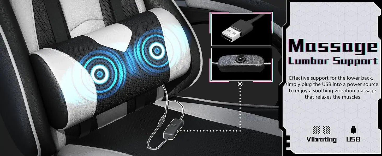 Gaming Chair, Video Game Chair with Massage Lumbar Support and Footrest Height Adjustable Ergonomic Computer Gaming Chair - RELUX.STORE