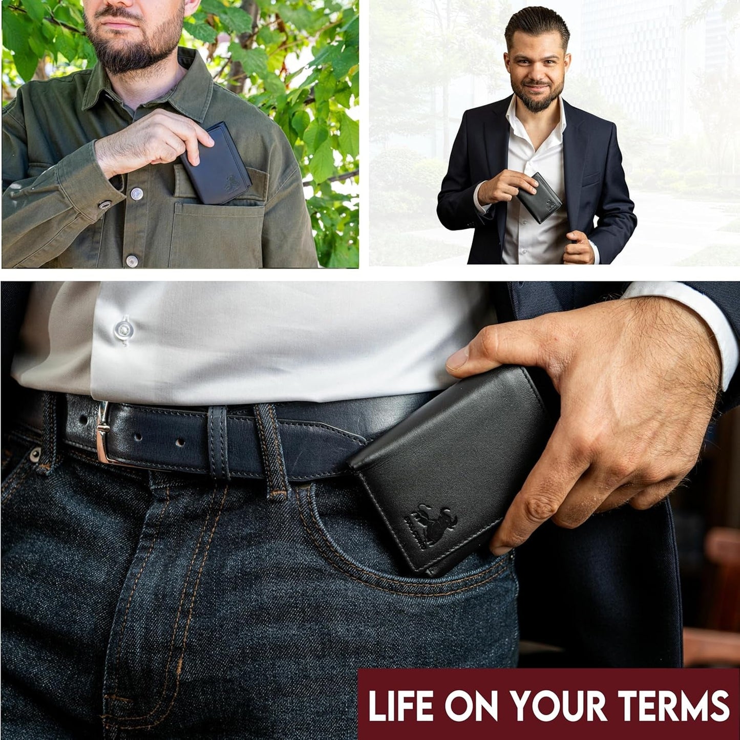 Genuine Nappa Leather Trifold Wallet for Men – RFID Blocking, ID Window, Slim & Stylish Everyday Wallet - RELUX.STORE