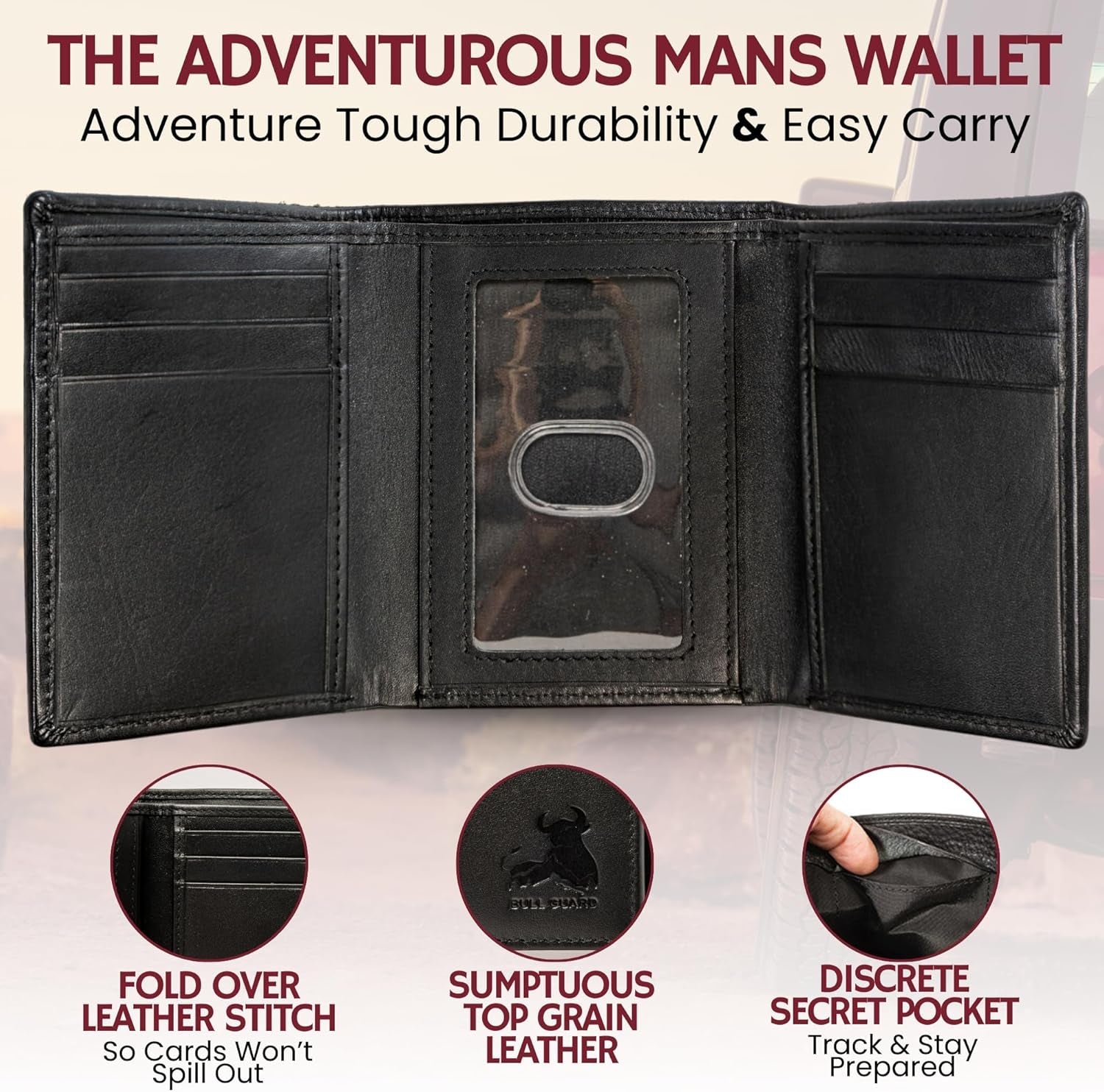 Genuine Nappa Leather Trifold Wallet for Men – RFID Blocking, ID Window, Slim & Stylish Everyday Wallet - RELUX.STORE