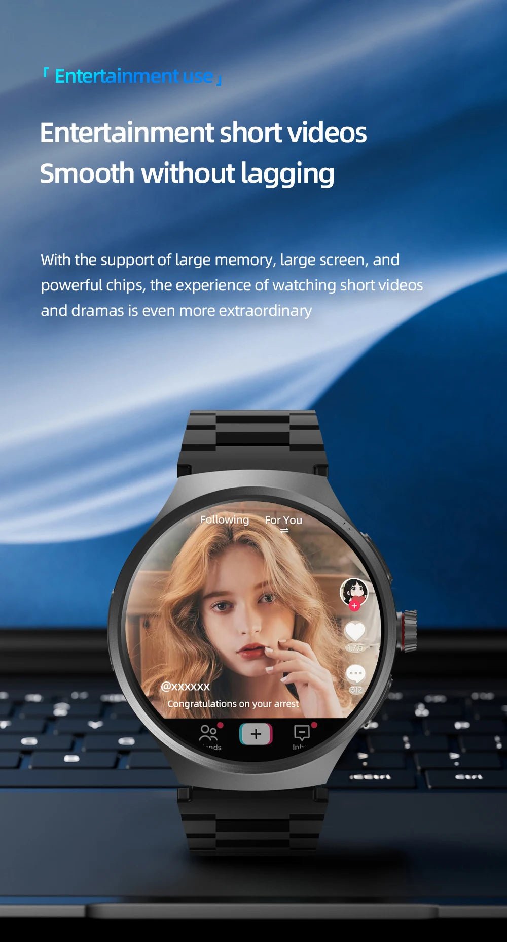 GoldenSpike 4GB+128GB Smart Watch 1.75inch Amoled Smartwatch With 180° Rotary Camera GPS Position WIFI Sim Card Slot Video Call - RELUX.STORE