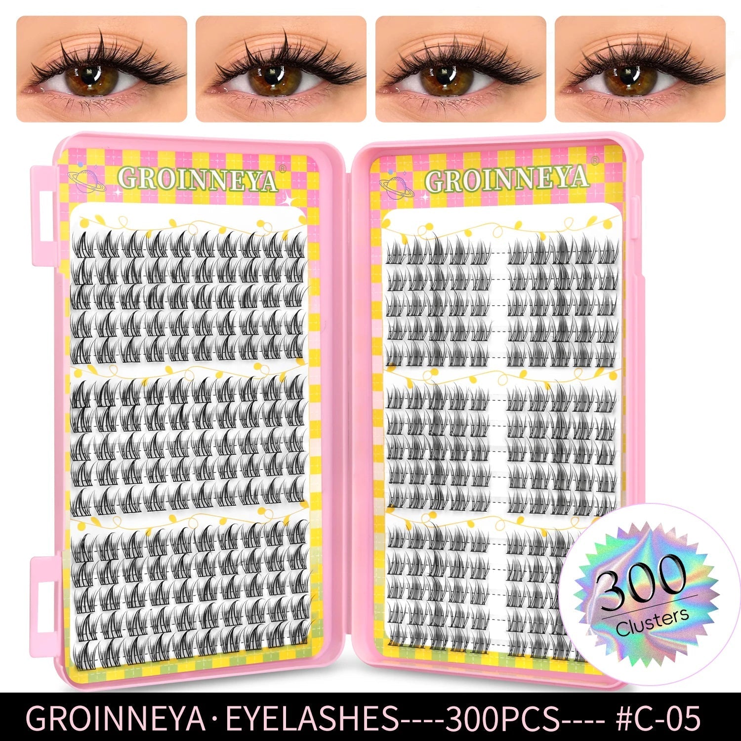 GROINNEYA Eyelashes Clusters 320 pcs Natural Eyelash extension Cluster Lashes Volume Mixed Tray Lashes Cluster Natural Lashes - RELUX.STORE