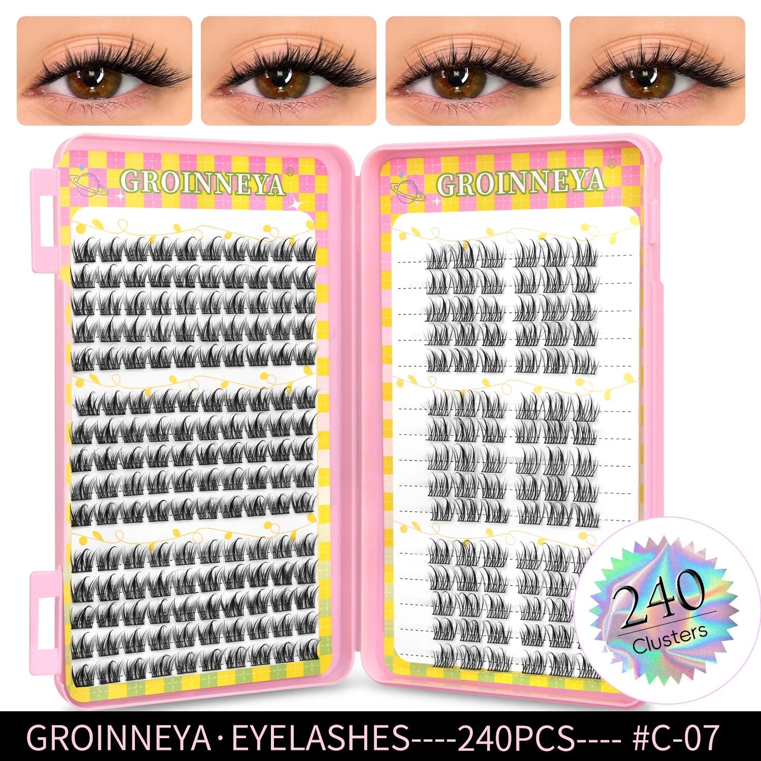 GROINNEYA Eyelashes Clusters 320 pcs Natural Eyelash extension Cluster Lashes Volume Mixed Tray Lashes Cluster Natural Lashes - RELUX.STORE