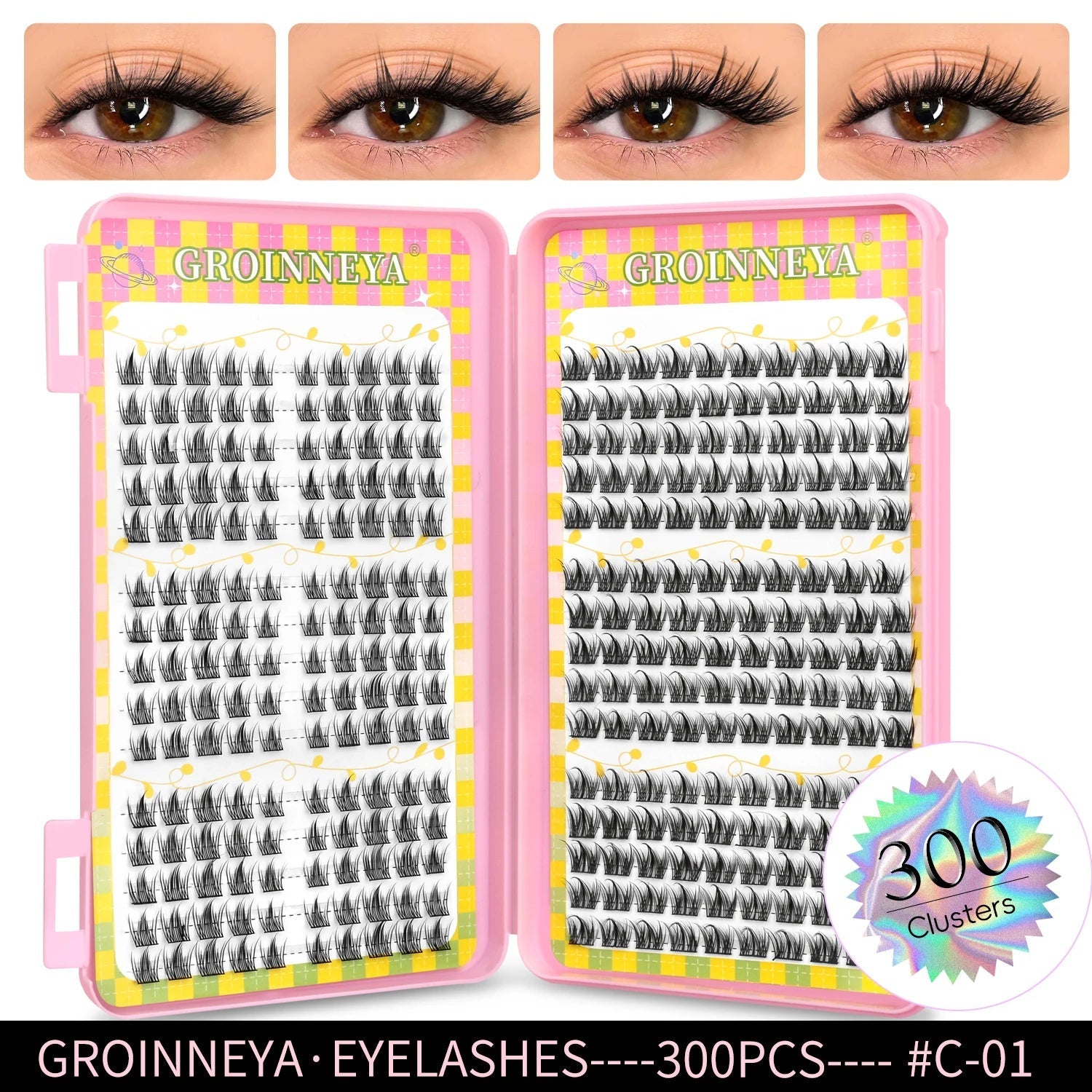 GROINNEYA Eyelashes Clusters 320 pcs Natural Eyelash extension Cluster Lashes Volume Mixed Tray Lashes Cluster Natural Lashes - RELUX.STORE
