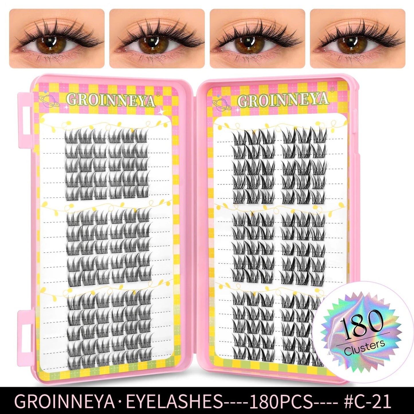 GROINNEYA Eyelashes Clusters 320 pcs Natural Eyelash extension Cluster Lashes Volume Mixed Tray Lashes Cluster Natural Lashes - RELUX.STORE