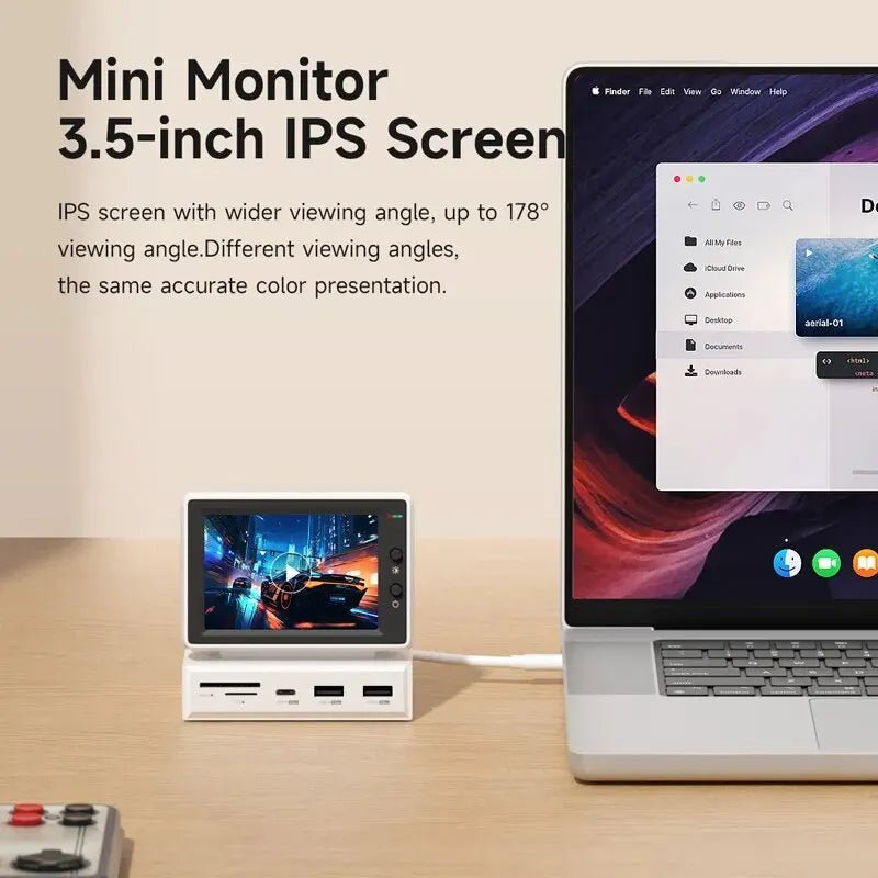 Hagibis 3.5inch IPS Mini Screen AIDA64 Mini PC CPU RAM HDD Data Monitor Display Sub Screen with USB C Hub for Laptop PC MacBook - RELUX.STORE