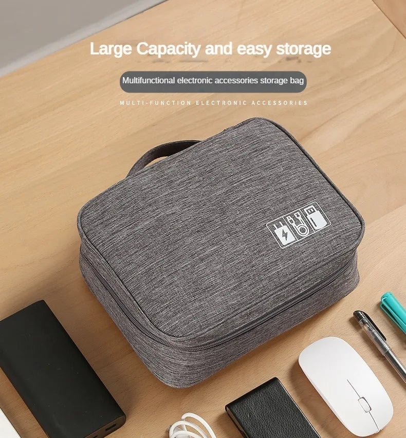 Handheld Digital Storage Bag – Multifunctional Large Capacity Waterproof Mesh Case for Earphones, USB Cables, Chargers & Travel Accessories (1PC) - RELUX.STORE