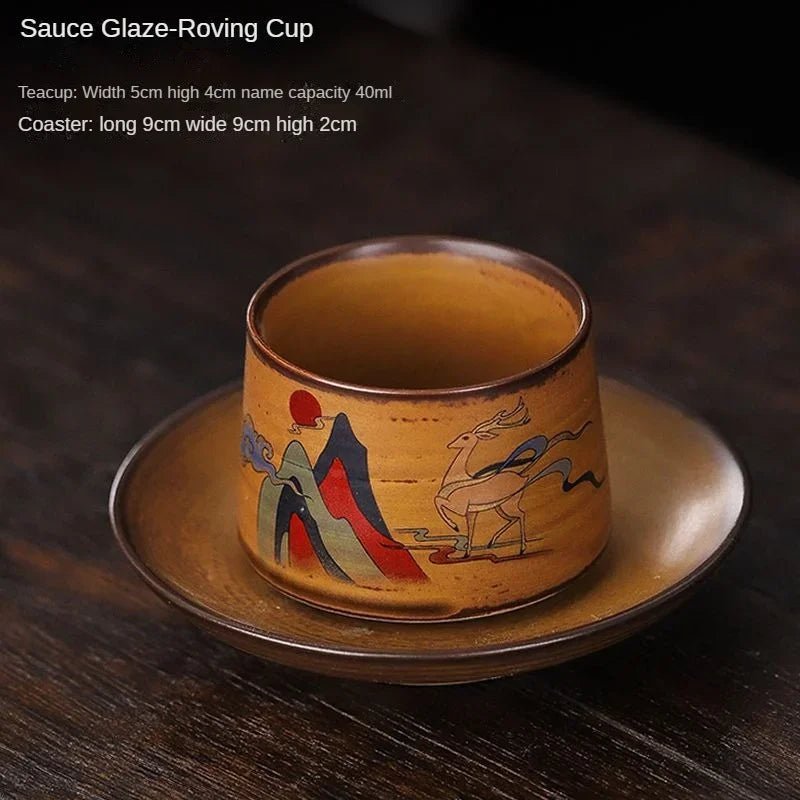 Handmade Ceramic Coffee Mug with Wooden Handle - Retro Tea Cup, Office Water Cup Filter Design, Unique Birthday Gift - RELUX.STORE