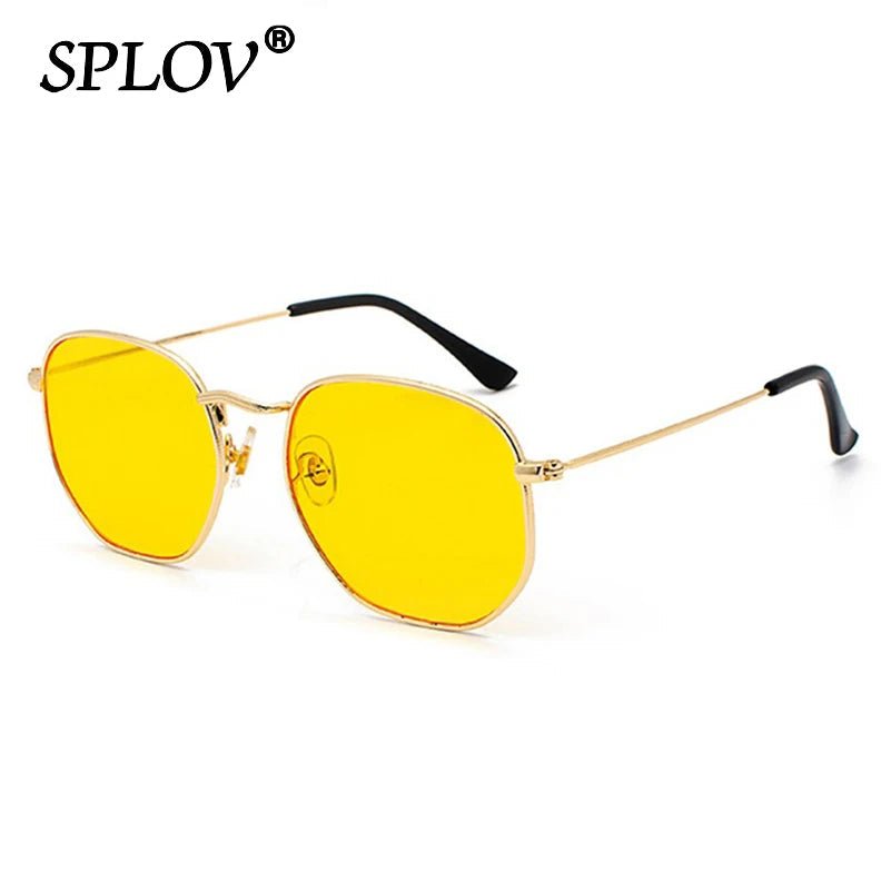 "Hexagon Polygon Sunglasses – Retro Square Metal Frame UV400 Sun Glasses for Men & Women, Designer Shades" - RELUX.STORE