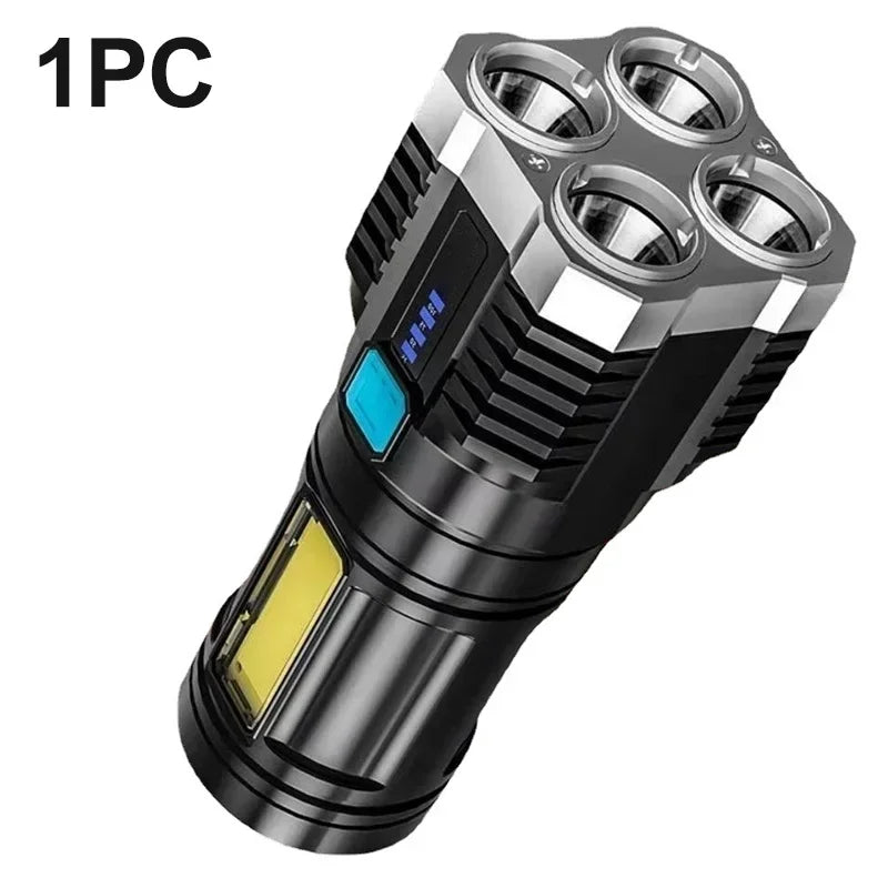 High Power LED Flashlights Camping Torch With 4 Lamp Beads And COB Side Light Rechargeable Portable Hand Lantern 4 Lighting Mode - RELUX.STORE