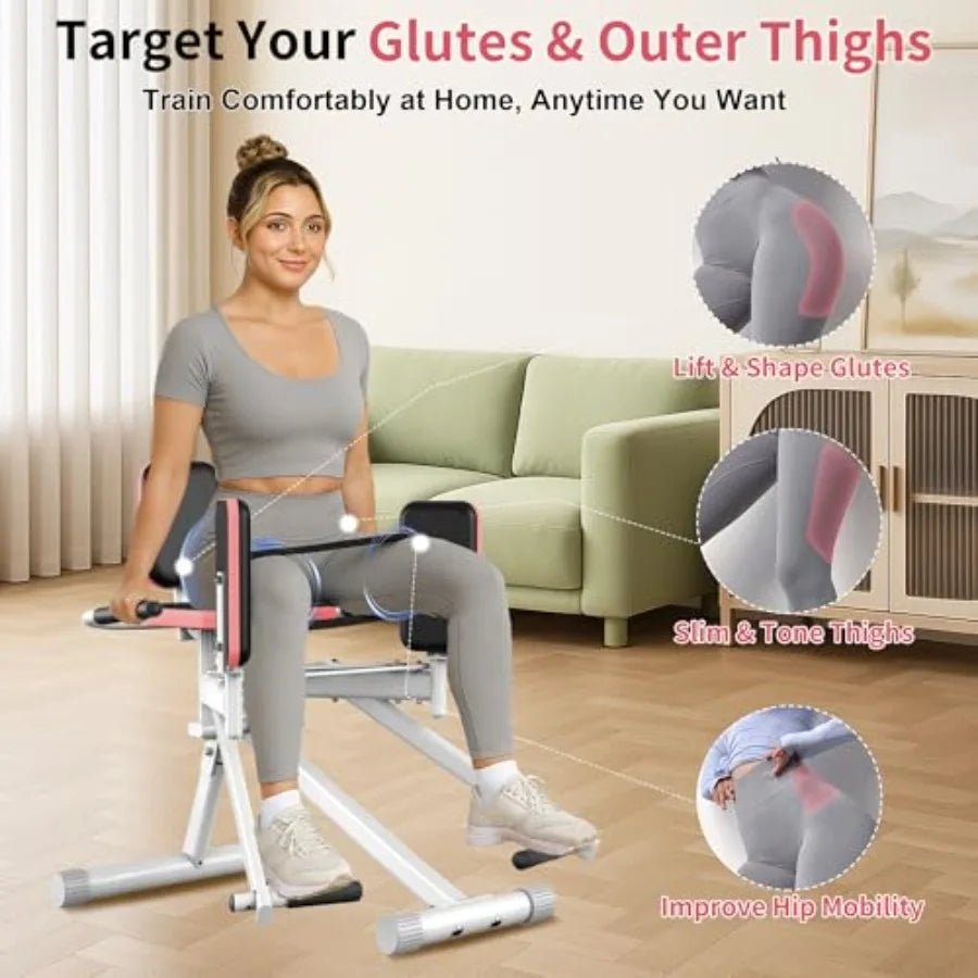 "Hip Abductor Machine for Home Gym – Compact Glute & Leg Exercise Equipment with Booty Resistance Bands & 2 - Level Adjustable Design | Home Workout Strength Trainer by Relux.Store" - RELUX.STORE