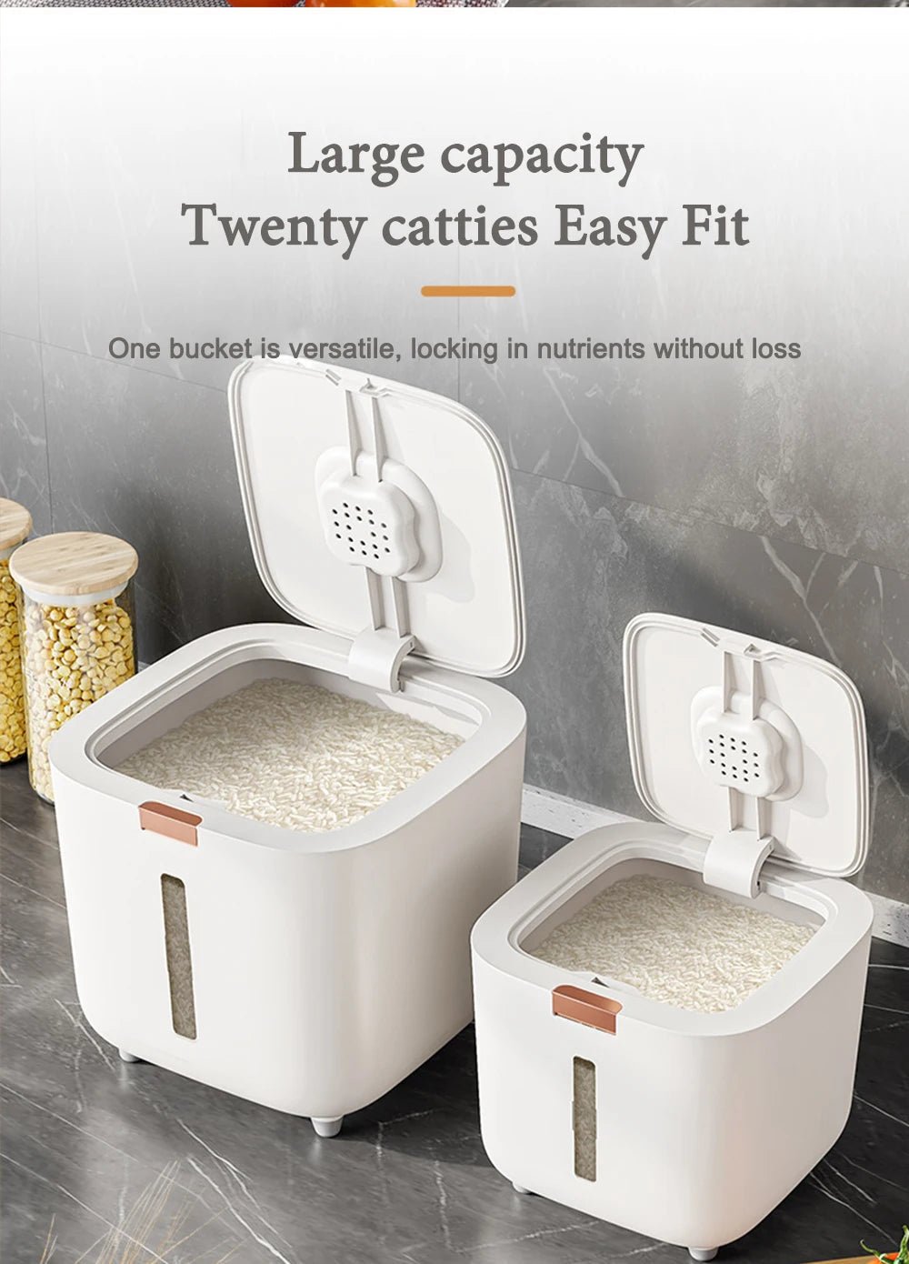 Insect Proof Moisture Proof Rice Box Grain Sealed Jar Kitchen Container 5/10KG Storage Kitchen Container Storage Box with Lid - RELUX.STORE