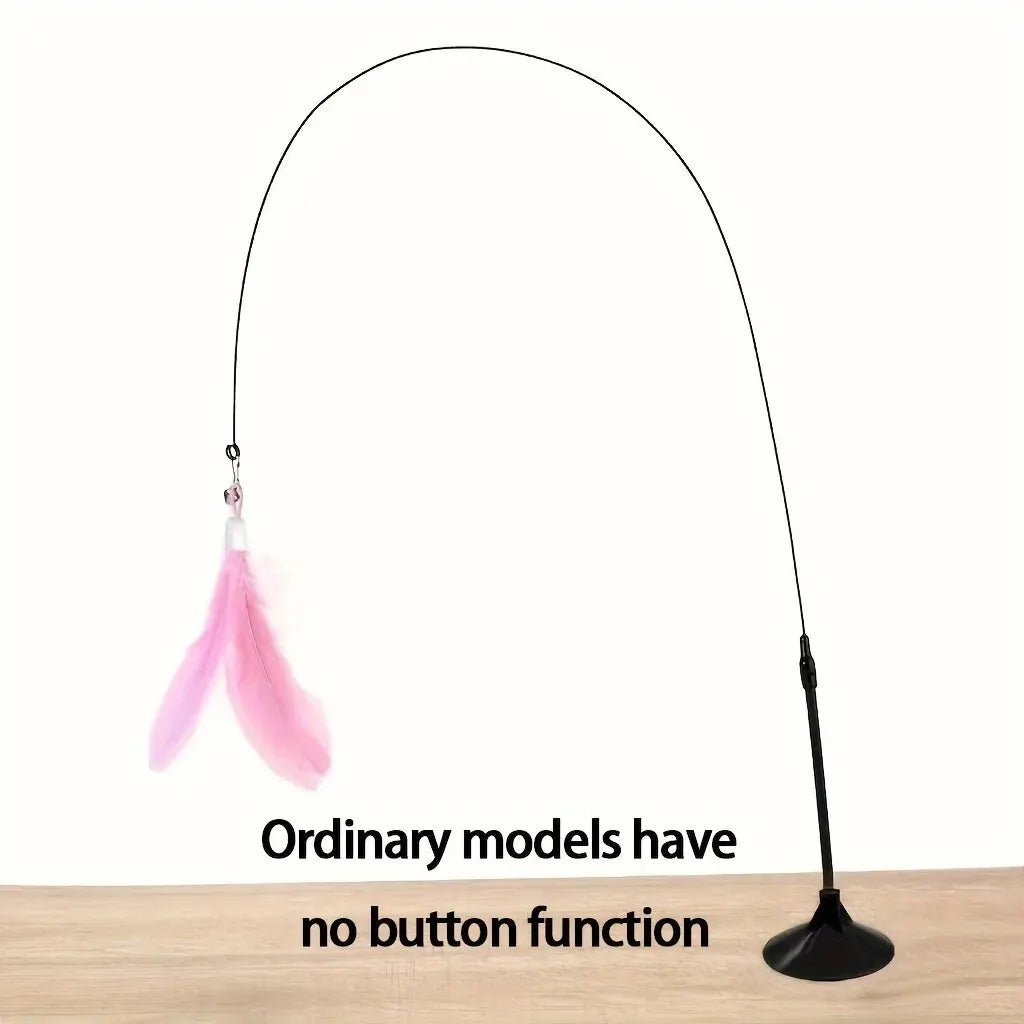 “Interactive Cat Teaser Toy – Bell & Feather Wand with Long Suction Cup Pole for Fun, Active Playtime” - RELUX.STORE