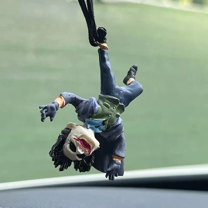 "Joker Car Resin Pendant – Creative Cartoon Rearview Mirror Accessory with Cowhide Rope, Christmas Gift 2024" - RELUX.STORE