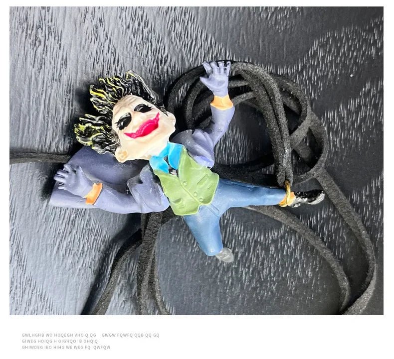 "Joker Car Resin Pendant – Creative Cartoon Rearview Mirror Accessory with Cowhide Rope, Christmas Gift 2024" - RELUX.STORE