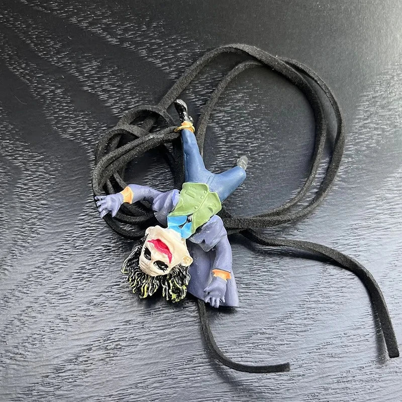 "Joker Car Resin Pendant – Creative Cartoon Rearview Mirror Accessory with Cowhide Rope, Christmas Gift 2024" - RELUX.STORE
