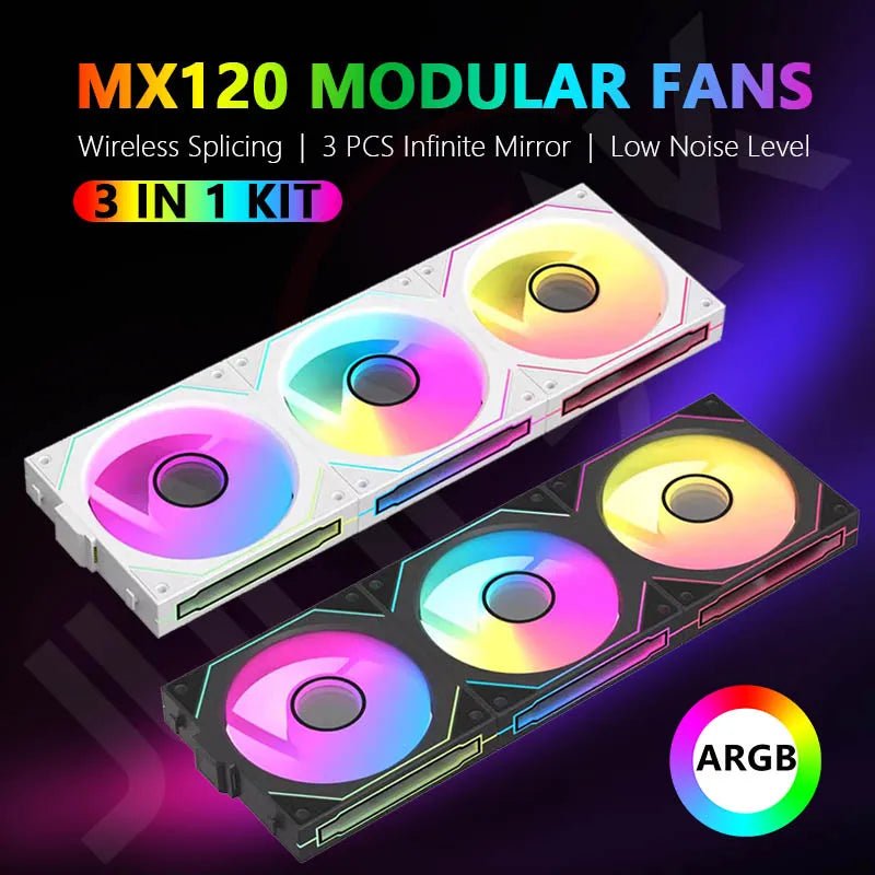 JUMPEAK MX120 360mm Modular Wireless Splicing PC 120mm Case Cooling Fan ARGB Infinite Mirror Effect For Computer Water Cooler - RELUX.STORE