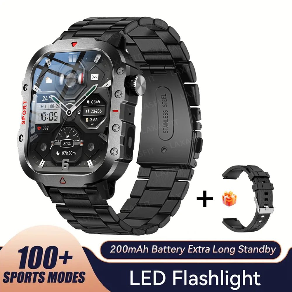 KESHUYOU Outdoor Sports Smart Watch 2.01 inch HD Screen LED Flashlight Bluetooth Talking Smart Watch for Men Women Holiday Gifts - RELUX.STORE
