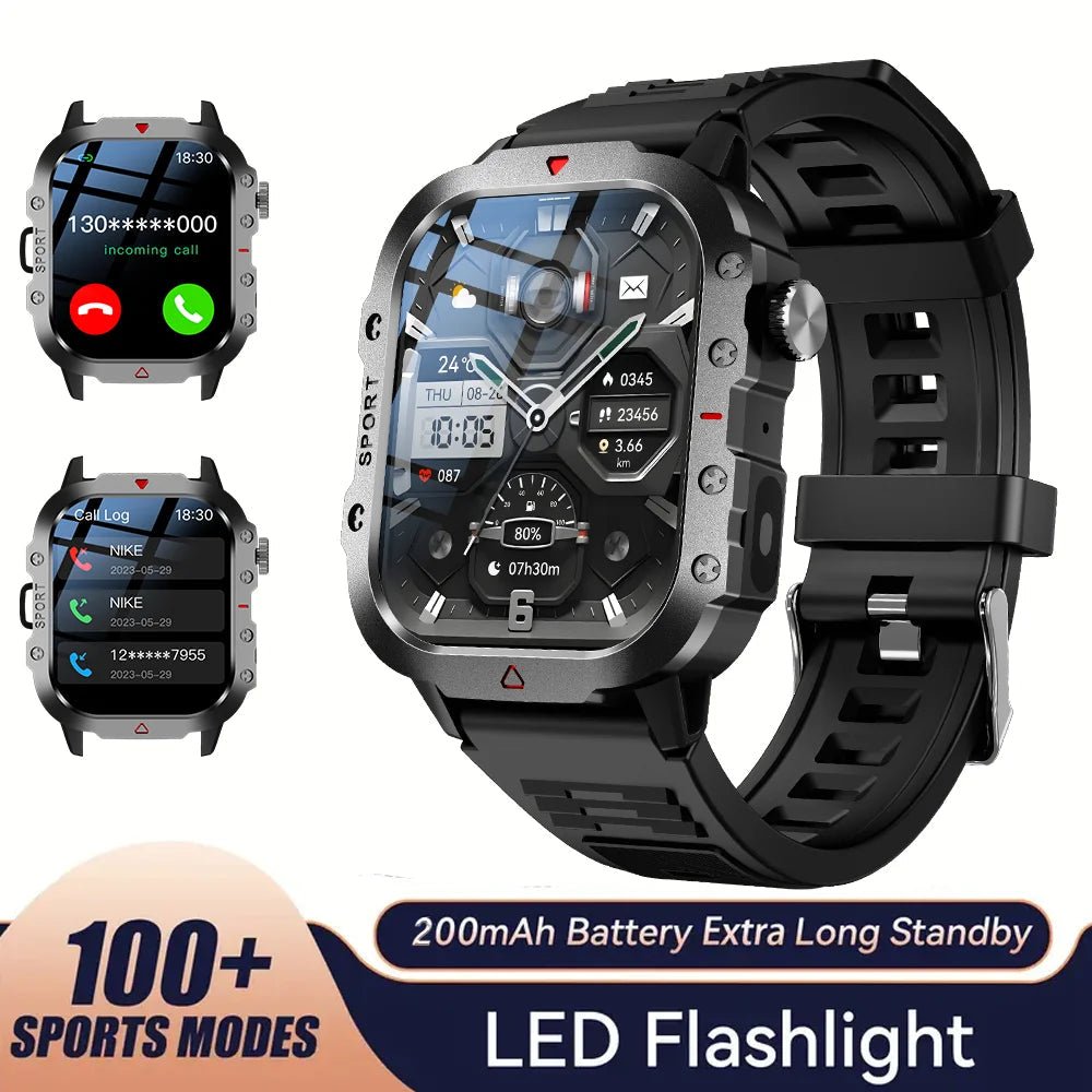 KESHUYOU Outdoor Sports Smart Watch 2.01 inch HD Screen LED Flashlight Bluetooth Talking Smart Watch for Men Women Holiday Gifts - RELUX.STORE