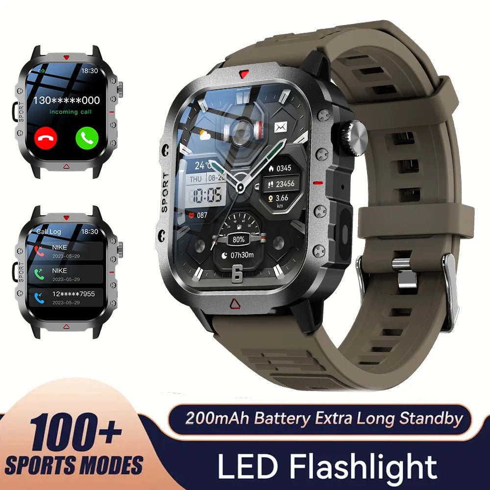 KESHUYOU Outdoor Sports Smart Watch 2.01 inch HD Screen LED Flashlight Bluetooth Talking Smart Watch for Men Women Holiday Gifts - RELUX.STORE