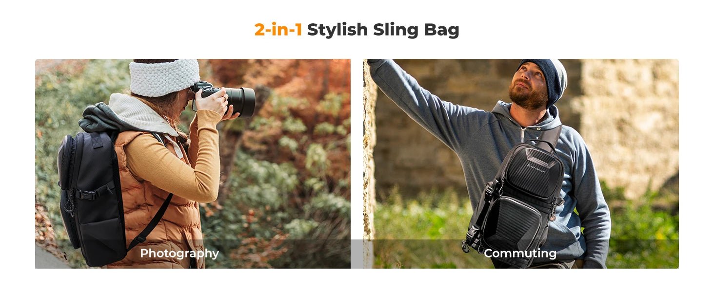 K&F Concept 10L Camera Sling Bag – Hardshell Crossbody Backpack for DSLR & Mirrorless Cameras | Compatible with Sony, Canon, Nikon - RELUX.STORE